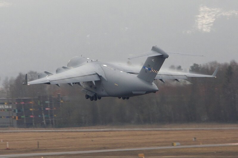 Military Transport Aircraft — Gray, Overcast, Photograph, Runway