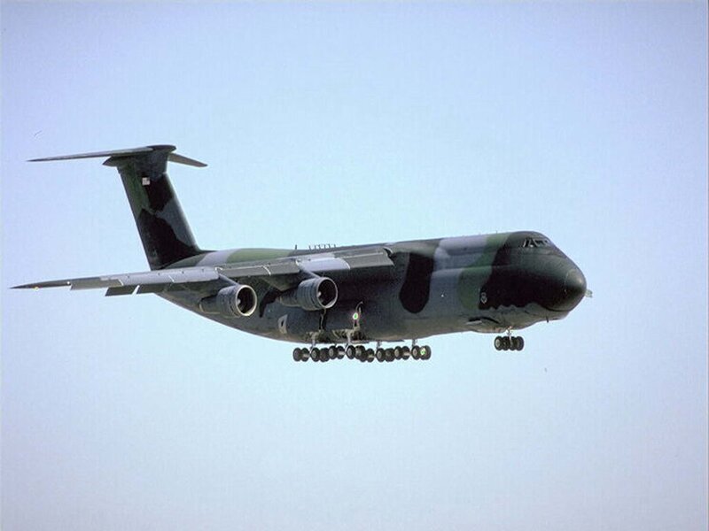 Military transport aircraft in flight