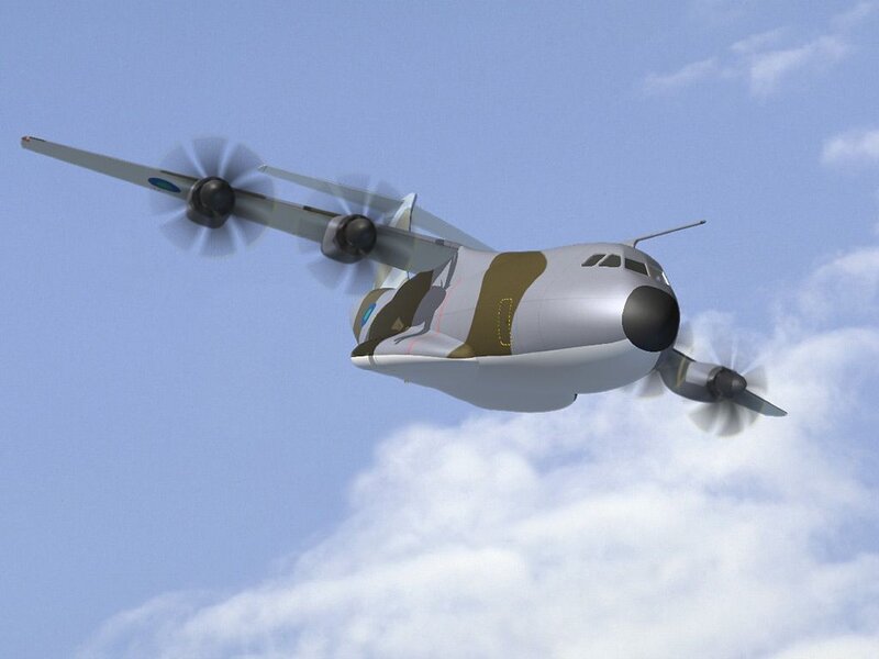 military transport aircraft in flight
