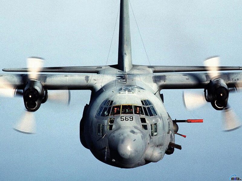 Military transport aircraft in flight