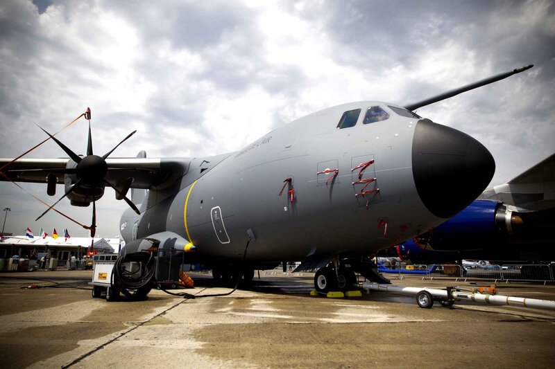 Military transport aircraft on display
