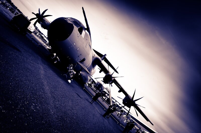 Military transport aircraft on tarmac