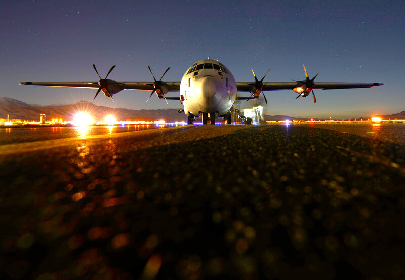 Military Transport Plane — Black, Dramatic, Night, Photograph