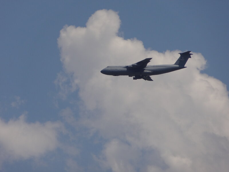 Military Transport Plane — Blue, Calm, Afternoon, Photograph, Clouds