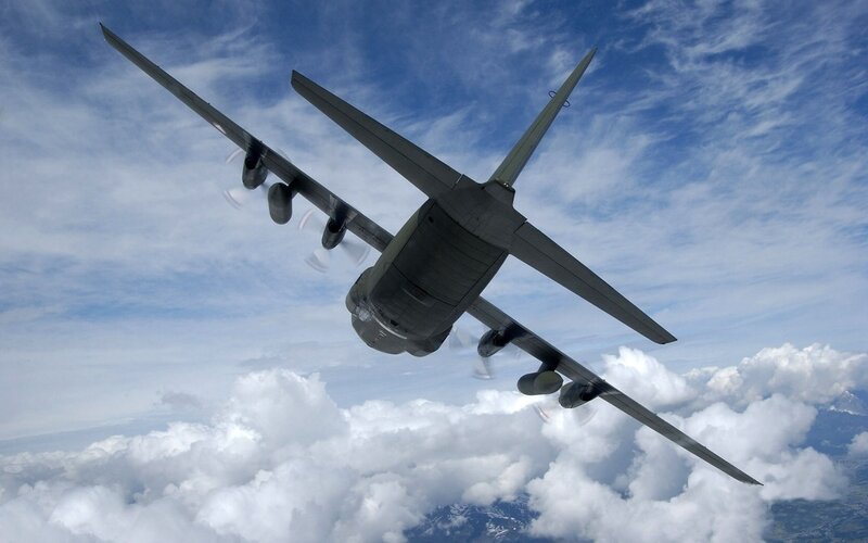 Military Transport Plane — Blue, Serene, Afternoon, Photograph