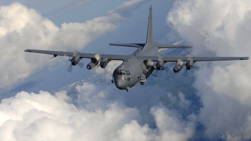 Military Transport Plane — Gray, Dramatic, Afternoon, Photograph, Clouds, Sky