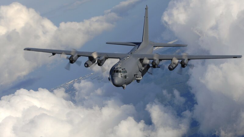 Military Transport Plane — Gray, Dramatic, Photograph, Clouds