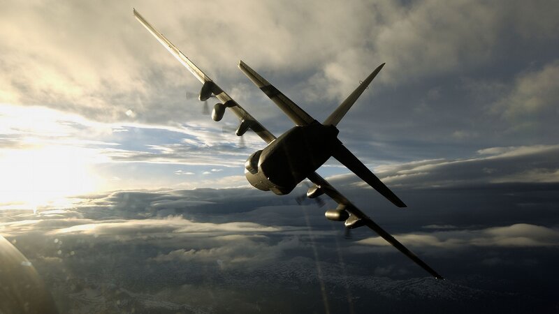 Military Transport Plane — Gray, Dramatic, Sunset, 3d Render