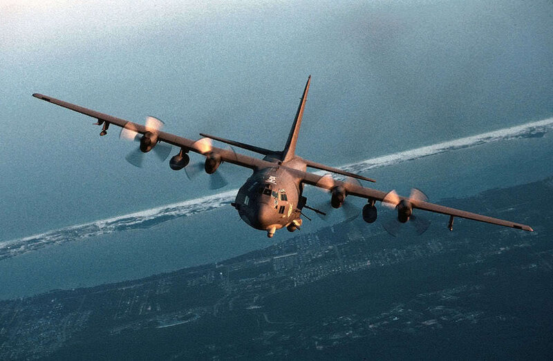 Military Transport Plane — Gray, Dramatic, Sunset, Photograph, Propellers