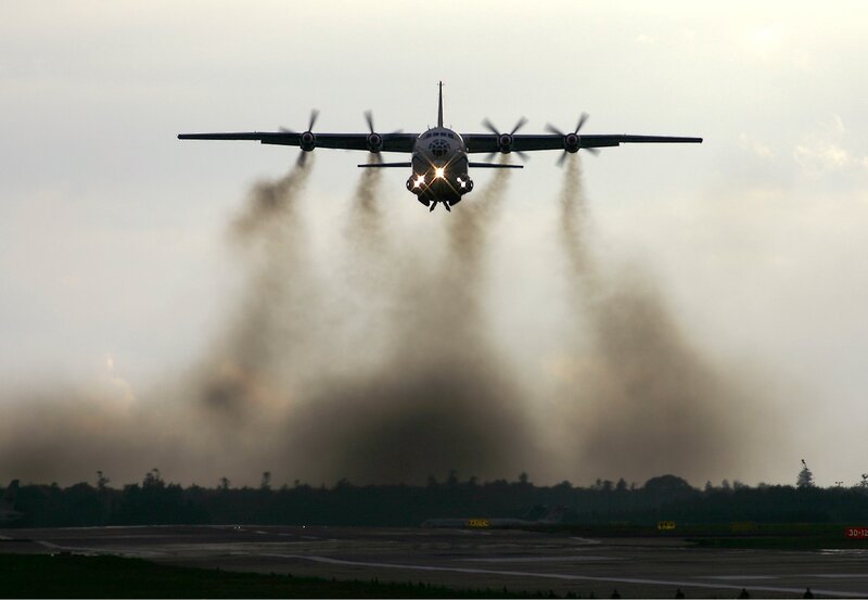Military Transport Plane — Gray, Dramatic, Sunset, Photograph