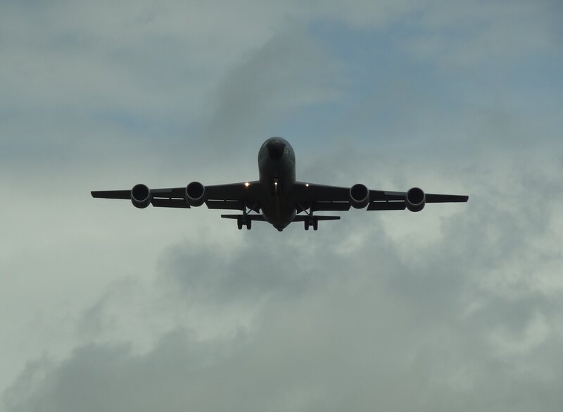 Military Transport Plane — Gray, Overcast, Photograph, Aircraft, Clouds