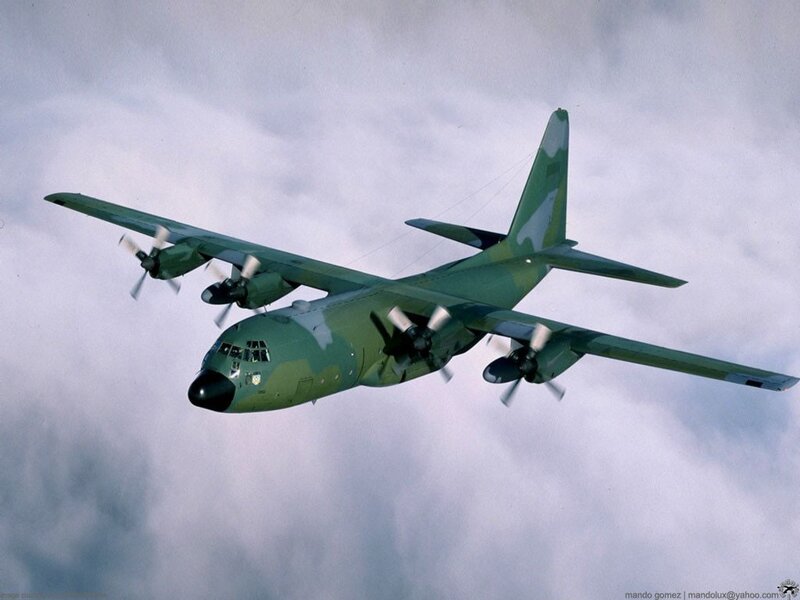 military transport plane in flight
