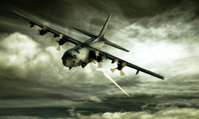 military transport plane in flight