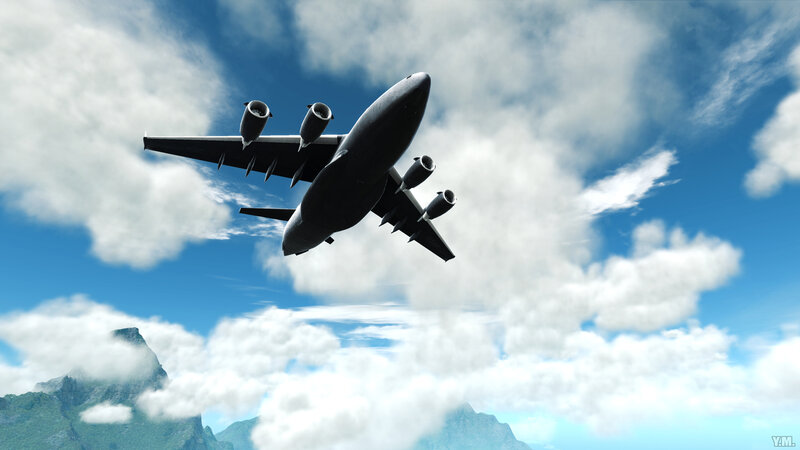 military transport plane in flight