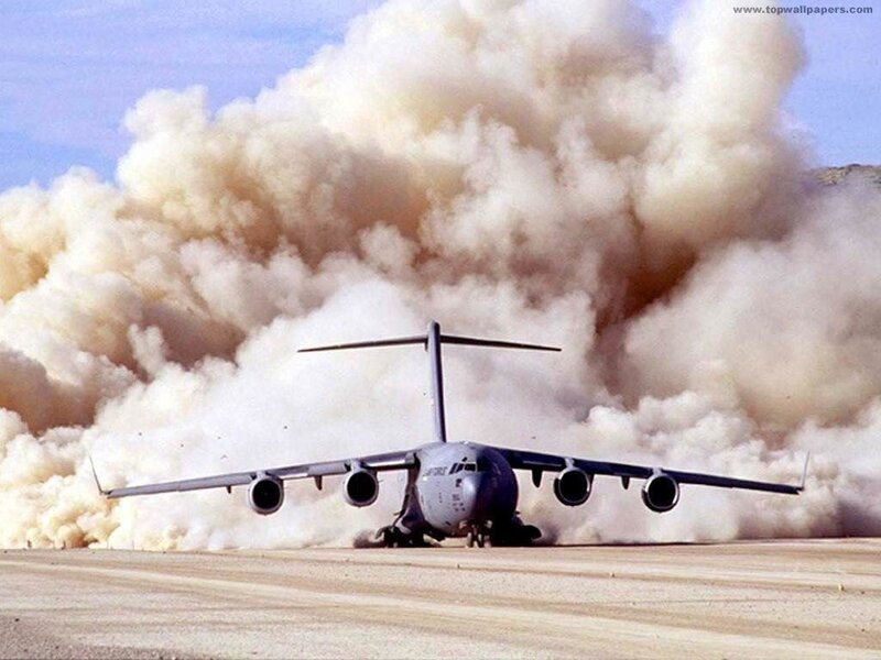military transport plane on runway