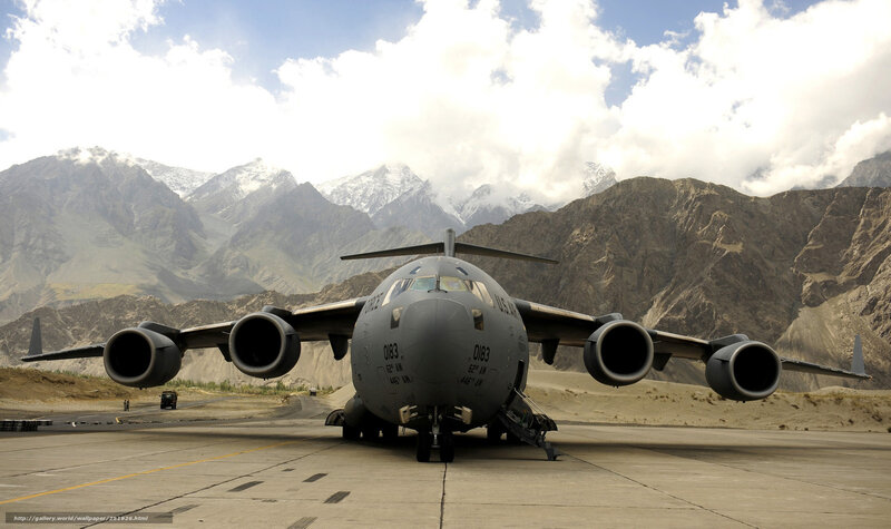 Military transport plane on runway