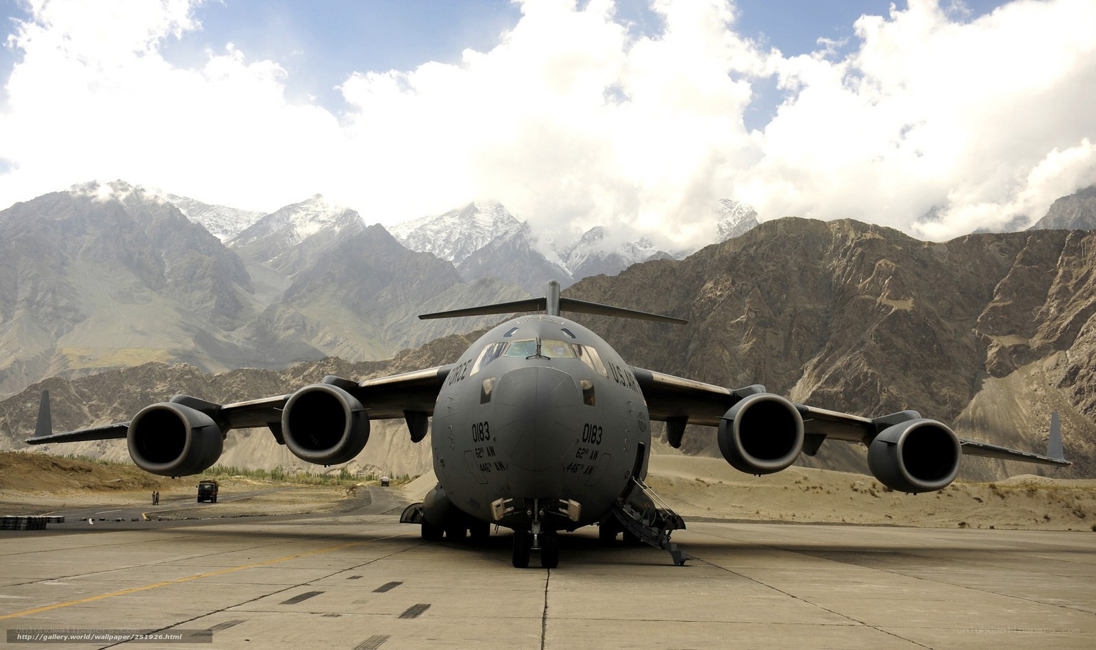Military transport plane on runway