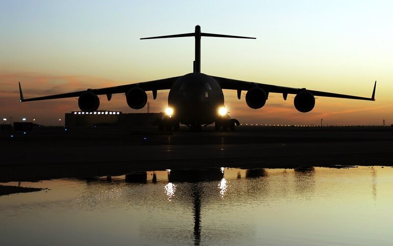 Military Transport Plane — Orange, Dramatic