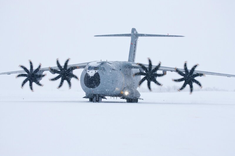 Military Transport Plane — White, Cold, Winter