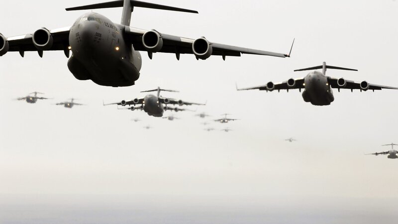 Military Transport Planes — Gray, Dramatic, Photograph