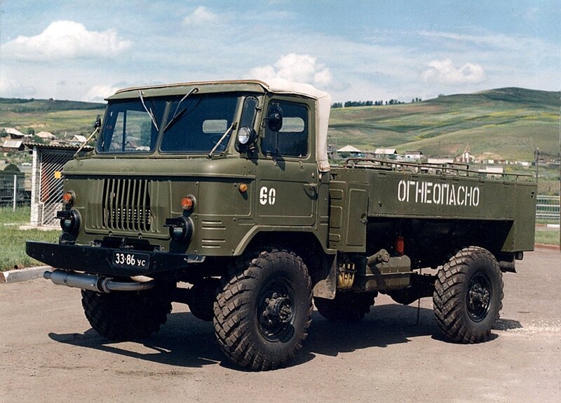 Military truck in a rural area