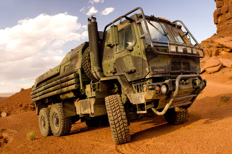 Military Truck in Desert — Green, Dramatic