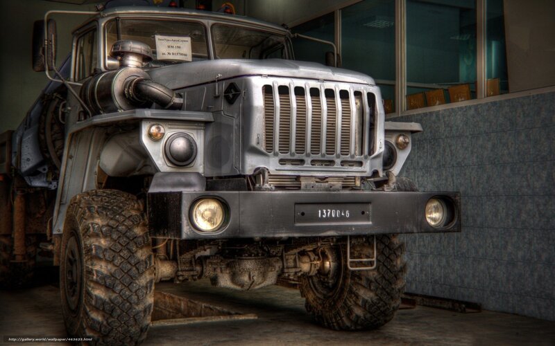 military truck in garage