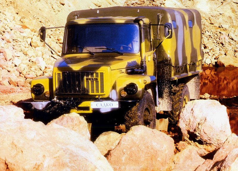 military truck in rugged terrain