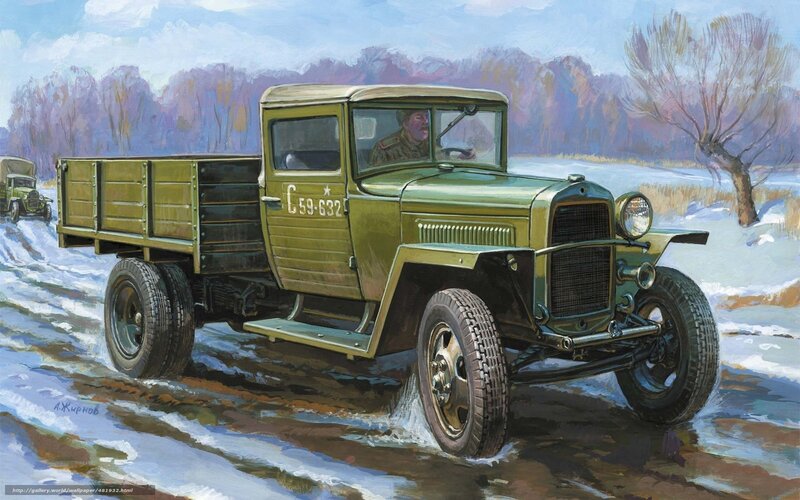 Military Truck in Snow — Green, Dramatic