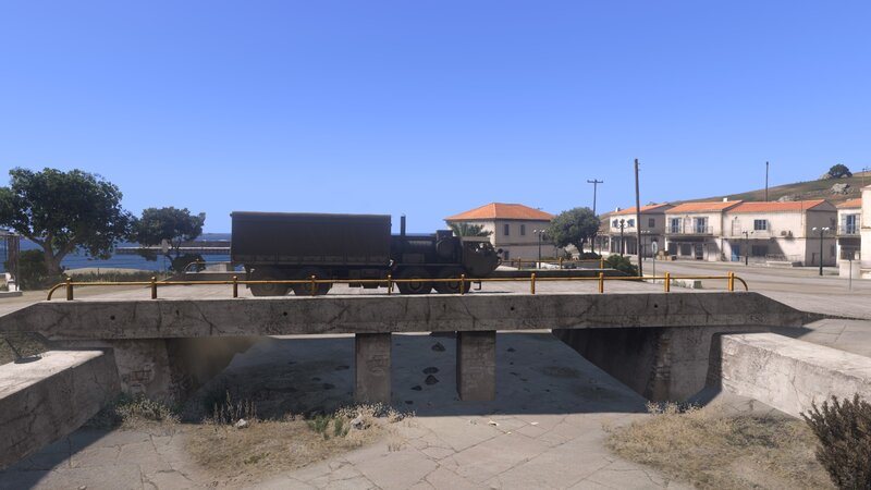 Military truck on a bridge