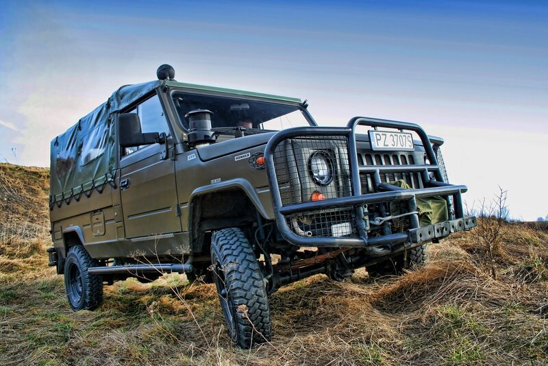 Military truck on a hillside
