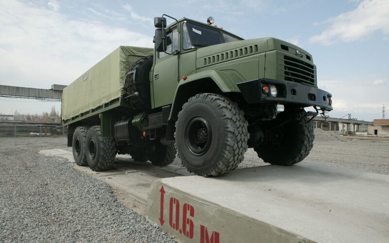 military truck on ramp