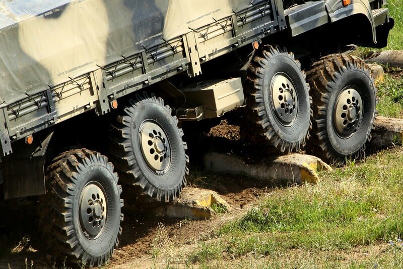 military truck on rough terrain