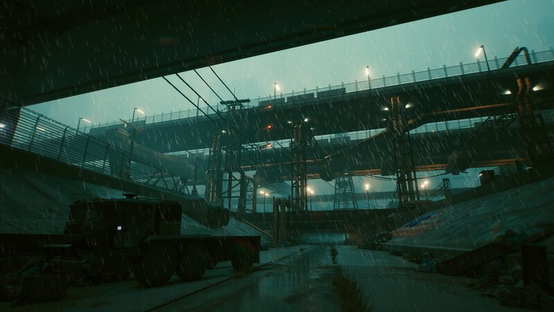 Military Truck under Bridge