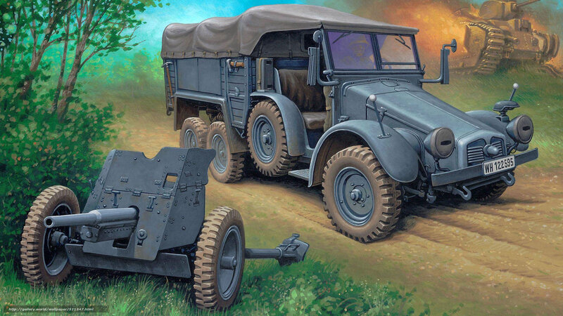 Military truck with artillery