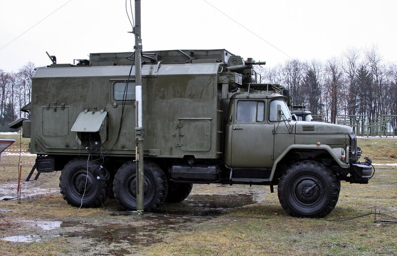 Military truck with communications equipment