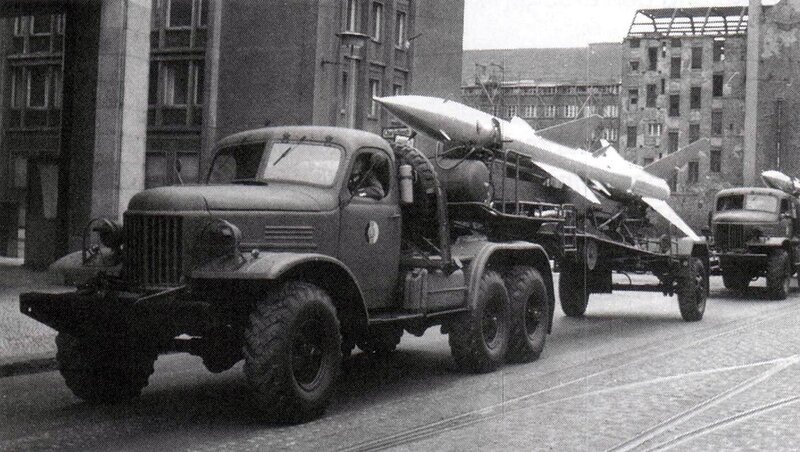 Military truck with missile
