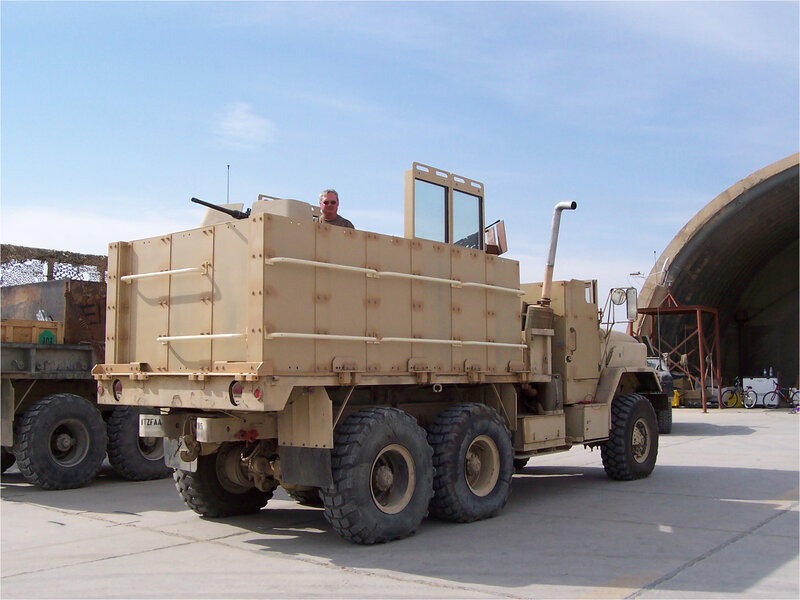 Military truck with soldier