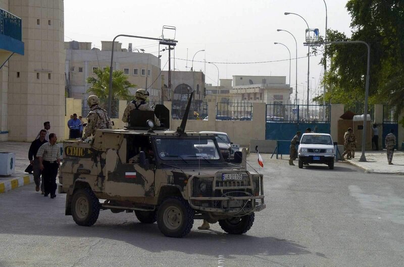 Military vehicle at checkpoint