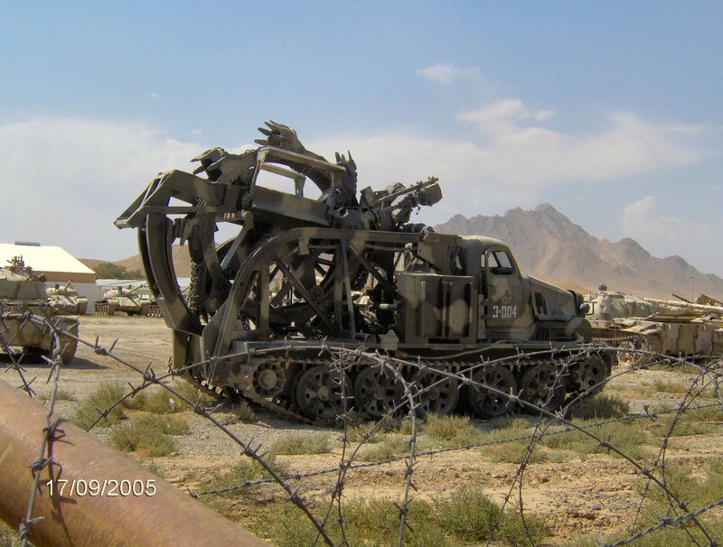 Military vehicle display in desert