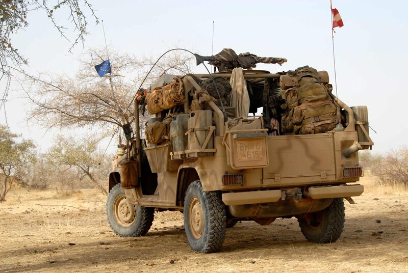 Military Vehicle in Desert — Tan