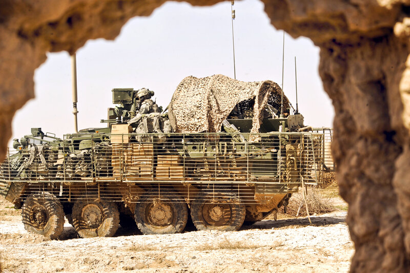 Military vehicle in desert