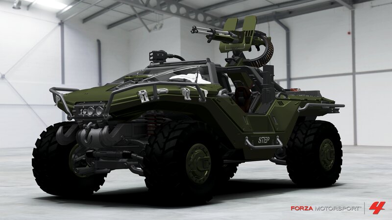 Military Vehicle in Garage — Green, Neutral