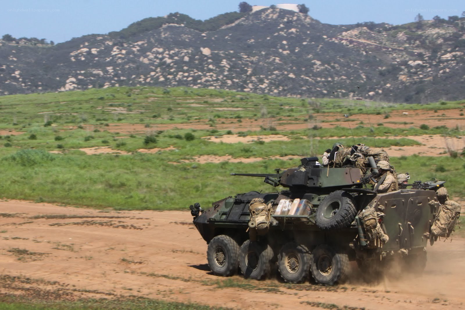 Military vehicle in training exercise