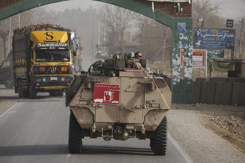 Military vehicle on a road