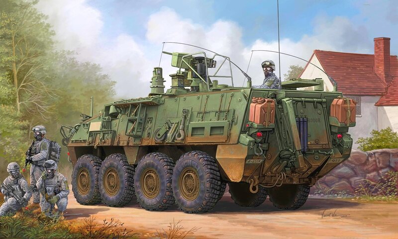 Military vehicle with soldiers