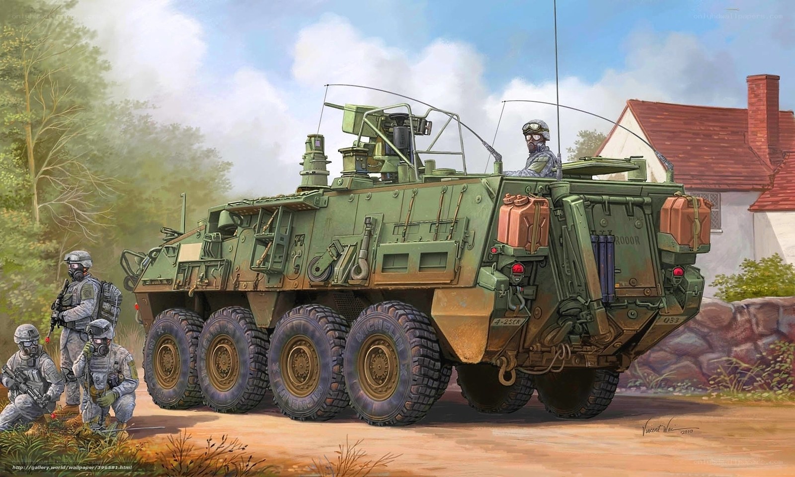 Military vehicle with soldiers
