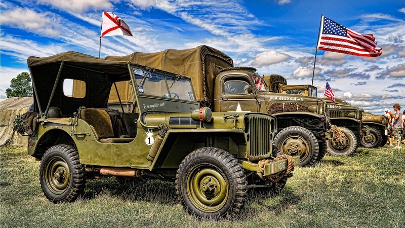 Military vehicles at outdoor display