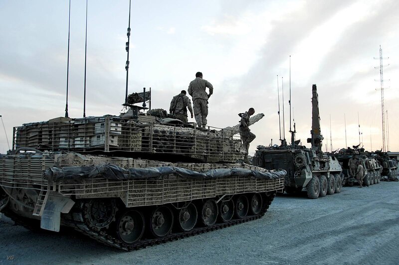 Military vehicles in a convoy