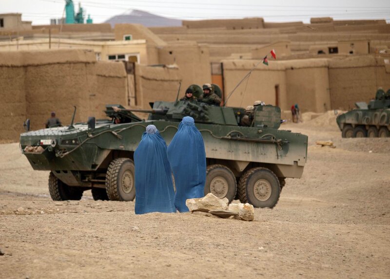 Military vehicles in Afghan town